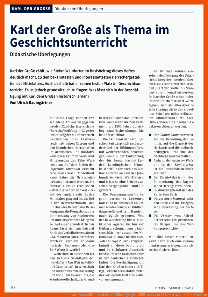 Karl der GroÃe - Didaktische Ãberlegungen â Westermann für karl der große arbeitsblatt