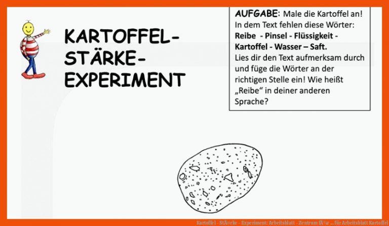 Kartoffel - StÃ¤rke - Experiment: Arbeitsblatt - Zentrum FÃ¼r ... Fuer Arbeitsblatt Kartoffel