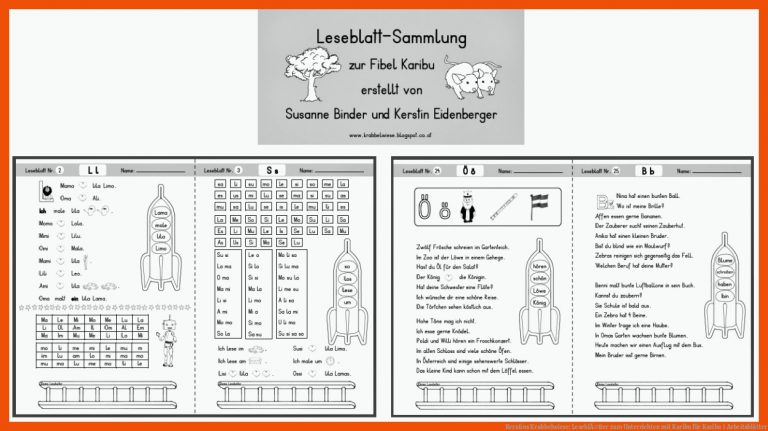 Kerstins Krabbelwiese: LeseblÃ¤tter zum Unterrichten mit Karibu für karibu 1 arbeitsblätter