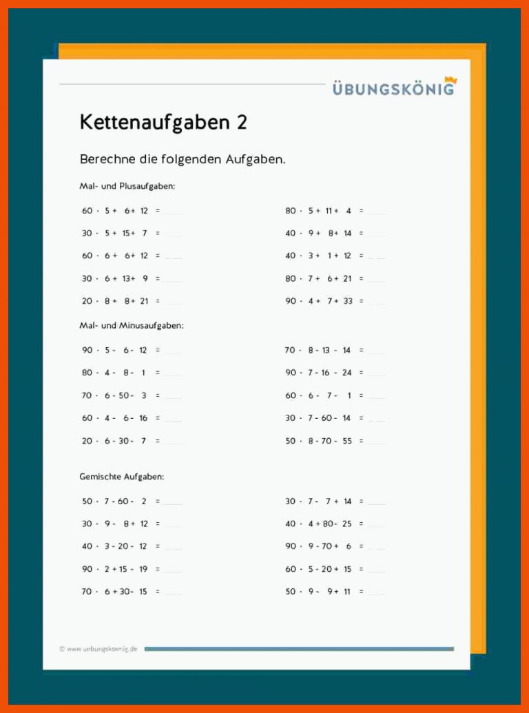 Kettenaufgaben für arbeitsblätter mathe klasse 1 kostenlos