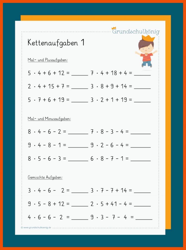 Kettenaufgaben für mathe arbeitsblatt 2. klasse