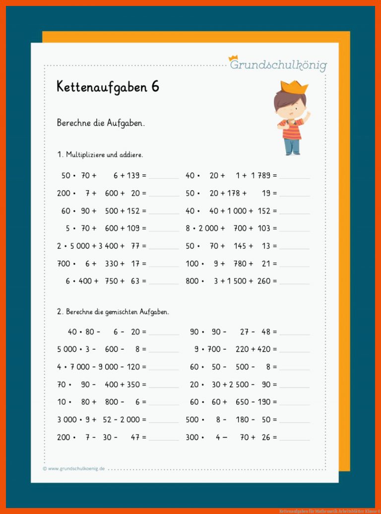 Kettenaufgaben Fuer Mathematik Arbeitsblätter Klasse 6