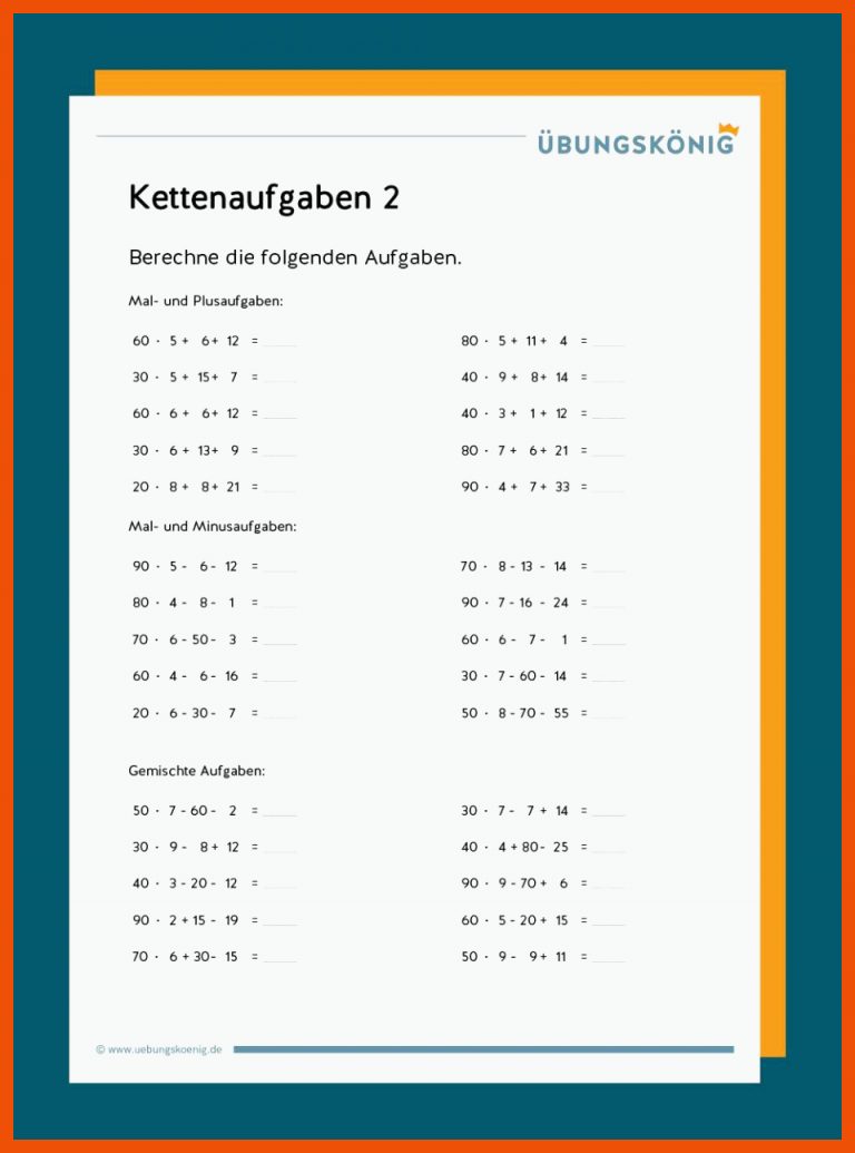 Kettenaufgaben - Mathe Fuer Arbeitsblätter Mathematik Förderschule Kostenlos