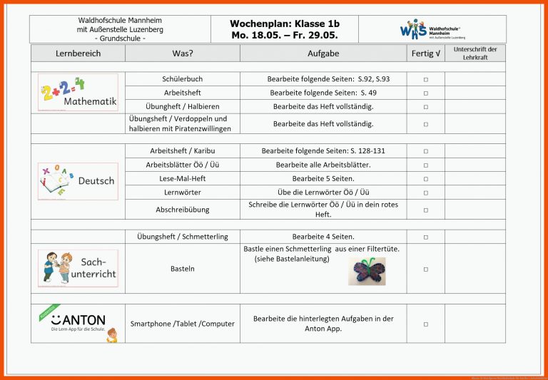 Klasse 1b | Wordpress Waldhofschule für karibu 1 arbeitsblätter