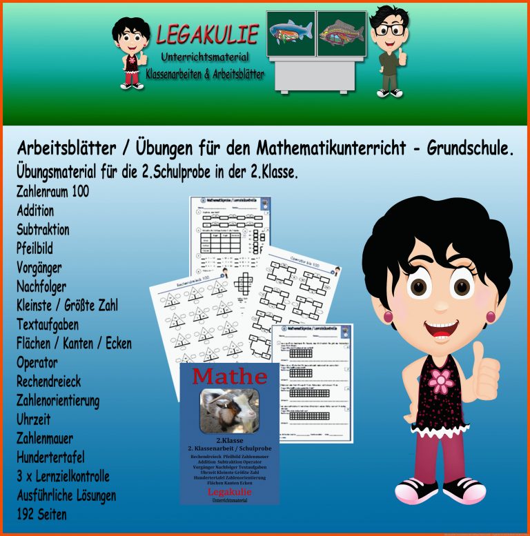 Klassenarbeit Lernzielkontrolle 2.Klasse Mathematik - Legakulie für arbeitsblätter mathe 2. klasse