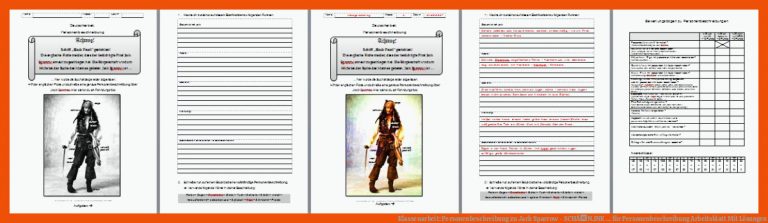 Klassenarbeit: Personenbeschreibung zu Jack Sparrow - SCHÃN.INK ... für personenbeschreibung arbeitsblatt mit lösungen