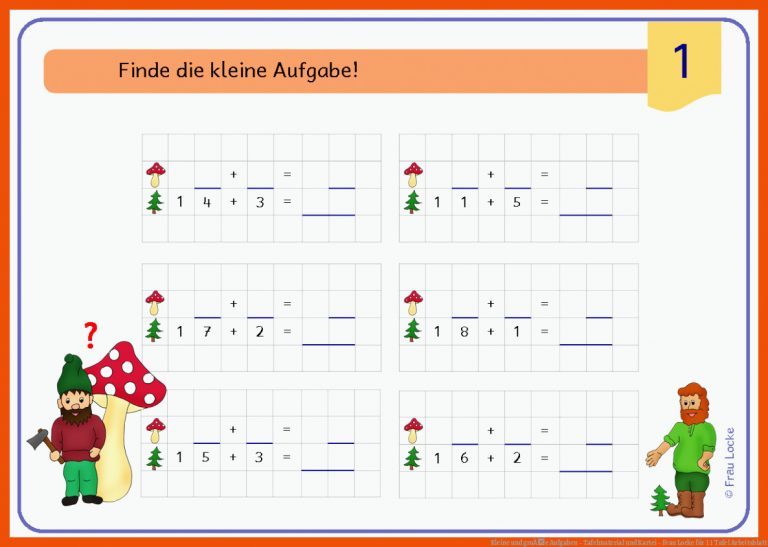 Kleine und groÃe Aufgaben - Tafelmaterial und Kartei - Frau Locke für 1 1 tafel arbeitsblatt