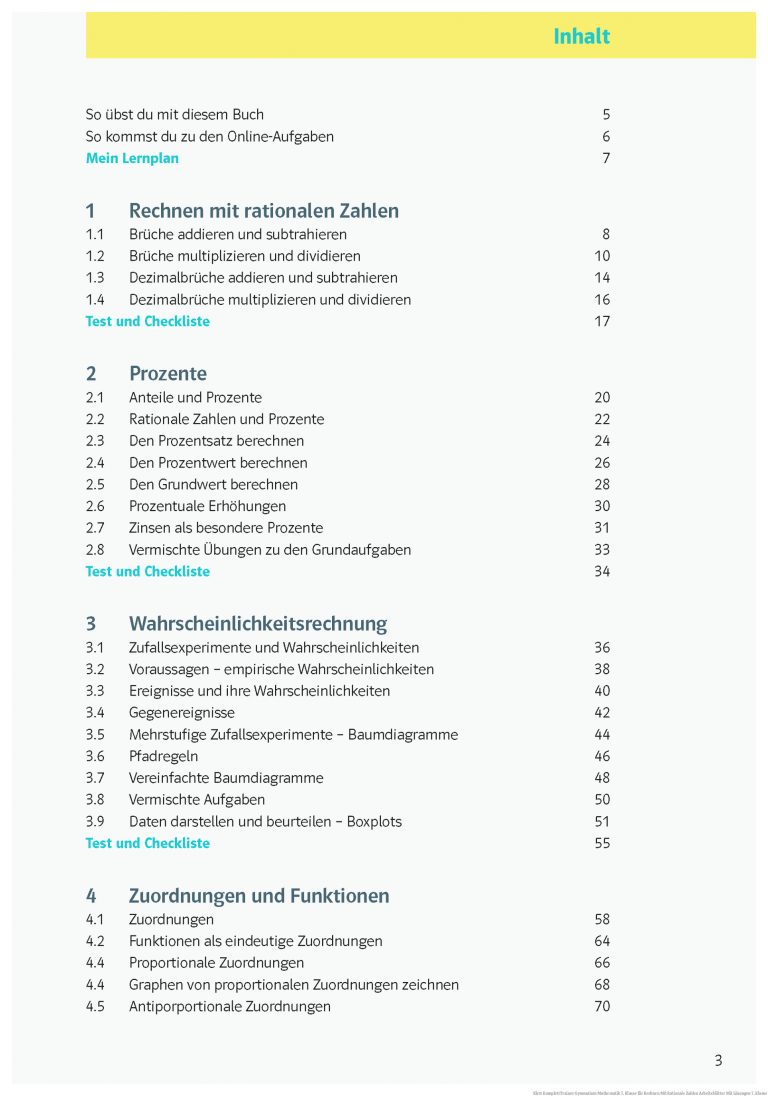Klett Kompletttrainer Gymnasium Mathematik 7. Klasse Fuer Rechnen Mit Rationale Zahlen Arbeitsblätter Mit Lösungen 7. Klasse