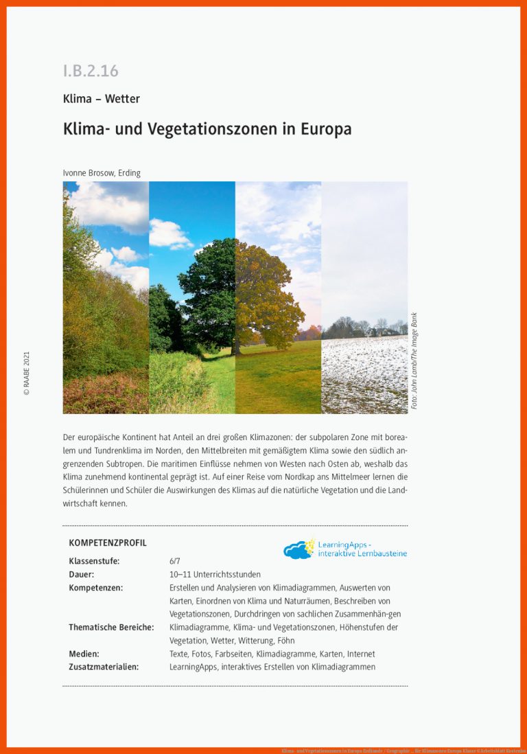 Klima- und Vegetationszonen in Europa | Erdkunde / Geographie ... für klimazonen europa klasse 6 arbeitsblatt kostenlos