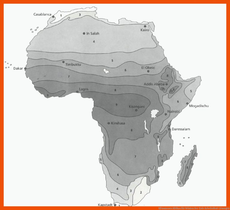 Klimazonen Afrikas für wüsten der erde arbeitsblatt lösungen