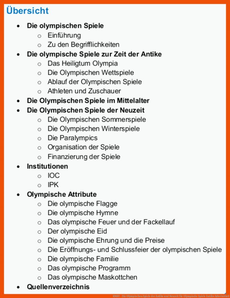 KNSU - Die Olympischen Spiele der Antike und Neuzeit für olympische spiele antike arbeitsblatt