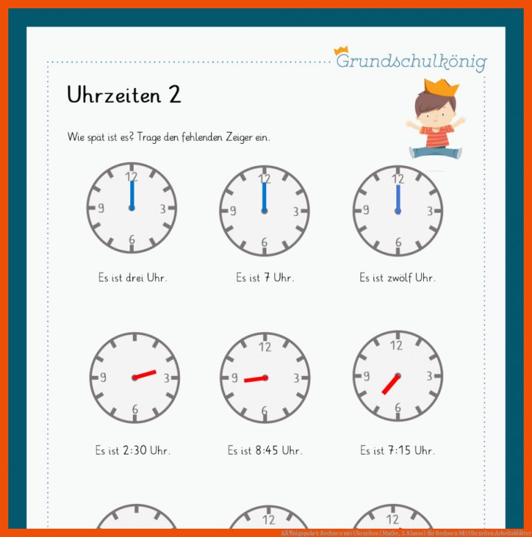 KÃ¶nigspaket: Rechnen Mit Uhrzeiten (mathe, 3. Klasse) Fuer Rechnen Mit Uhrzeiten Arbeitsblätter