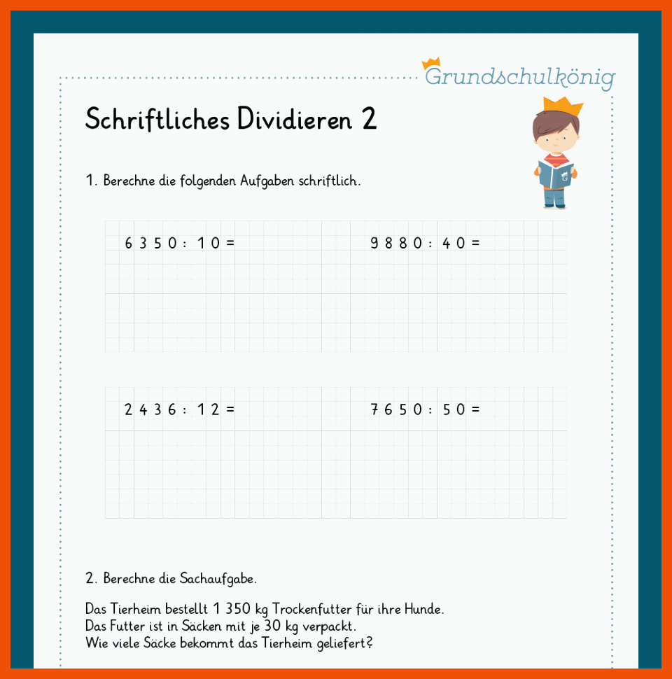 2 Schriftliche Division Klasse 4 Arbeitsblätter - Mathe Arbeitsblätter