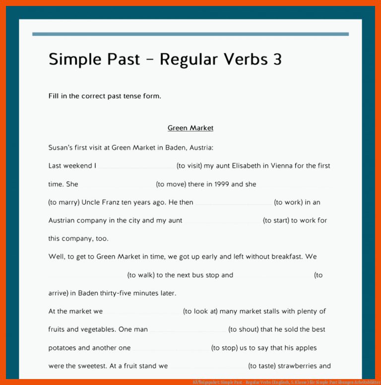 KÃ¶nigspaket: Simple Past - Regular Verbs (Englisch, 5. Klasse) für simple past übungen arbeitsblätter