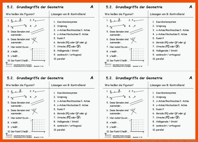 Kohls Mathe-tandem Geometrie / Klasse 5-6 Fuer Geometrie Klasse 7 Arbeitsblätter