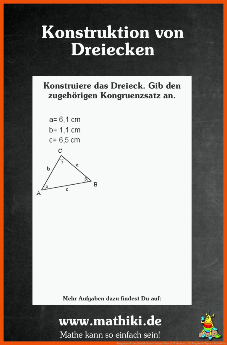 KongruenzsÃ¤tze: Dreiecke konstruieren - Klasse 7/8 | Dreiecke ... für kongruente figuren arbeitsblatt