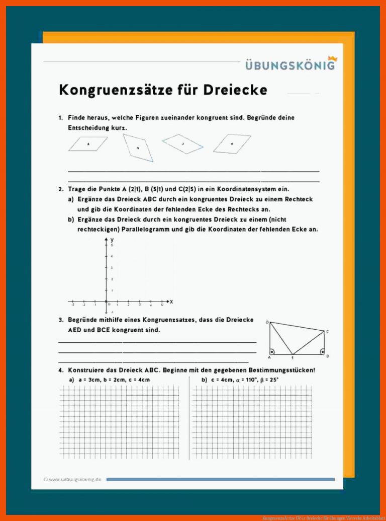 KongruenzsÃ¤tze fÃ¼r Dreiecke für übungen vierecke arbeitsblatt