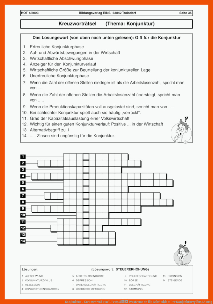 Konjunktur - KreuzwortrÃ¤tsel-Tests â Westermann für arbeitsblatt der konjunkturzyklus lösung