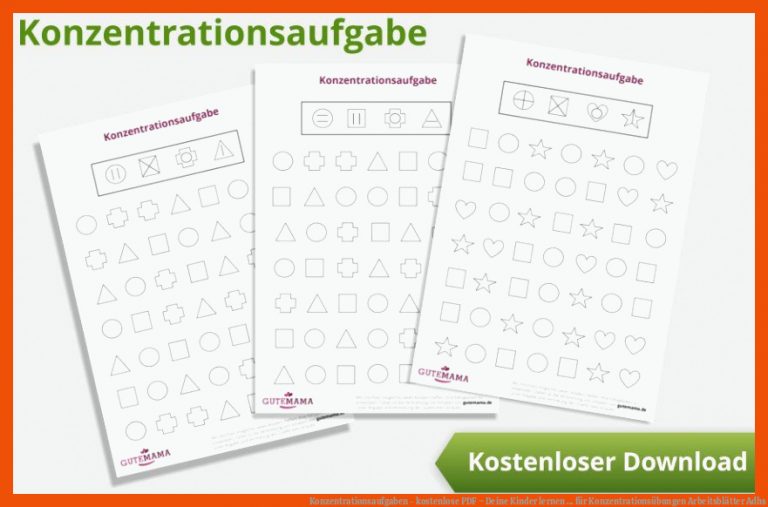 Konzentrationsaufgaben - kostenlose PDF ~ Deine Kinder lernen ... für konzentrationsübungen arbeitsblätter adhs