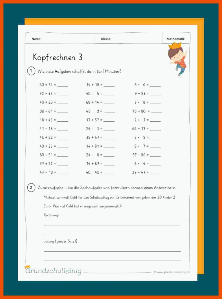 Kopfrechnen für kopfrechnen arbeitsblatt klasse 9