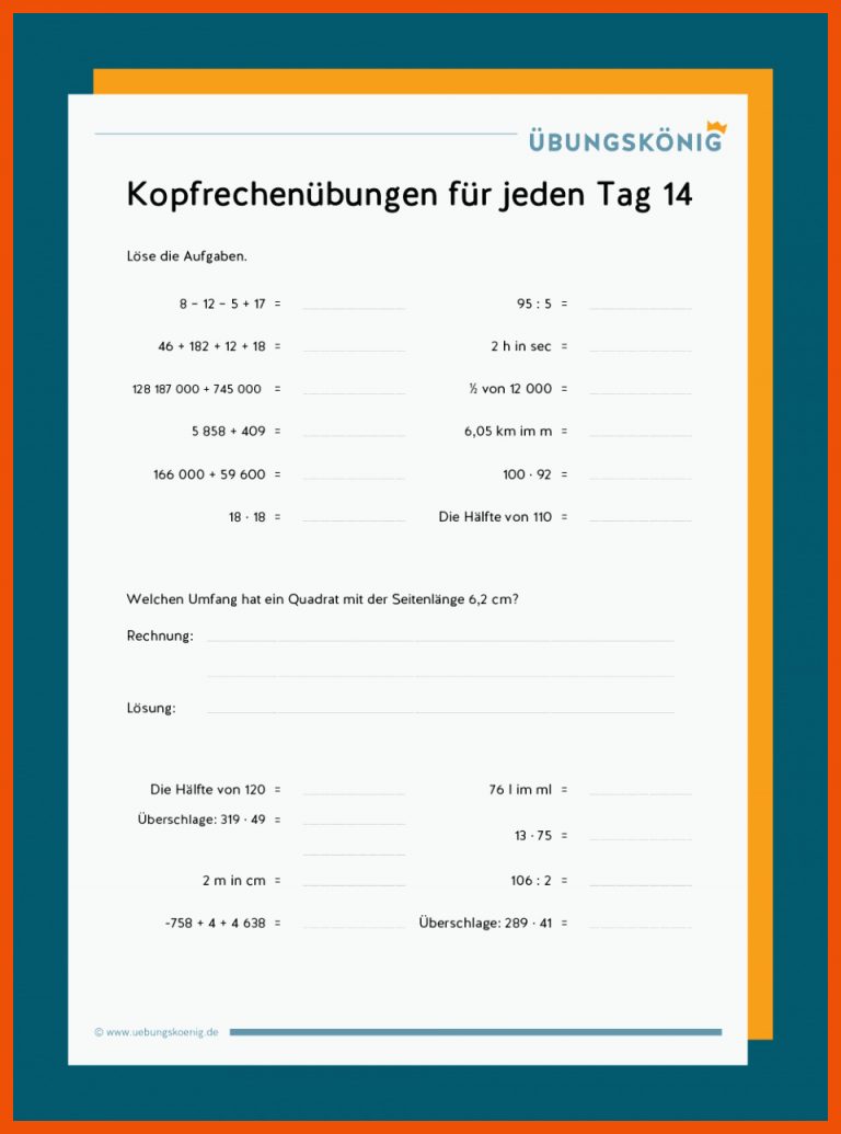 Kopfrechnen für kopfrechnen arbeitsblatt pdf