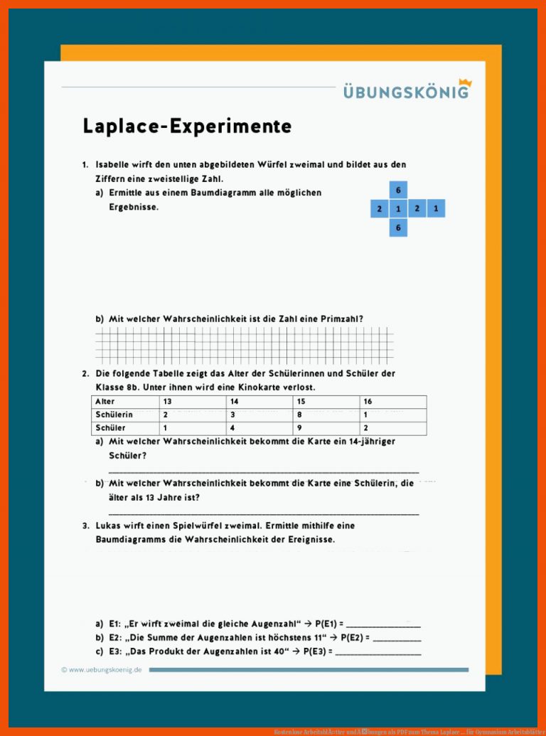 Kostenlose ArbeitsblÃ¤tter und Ãbungen als PDF zum Thema Laplace ... für gymnasium arbeitsblätter