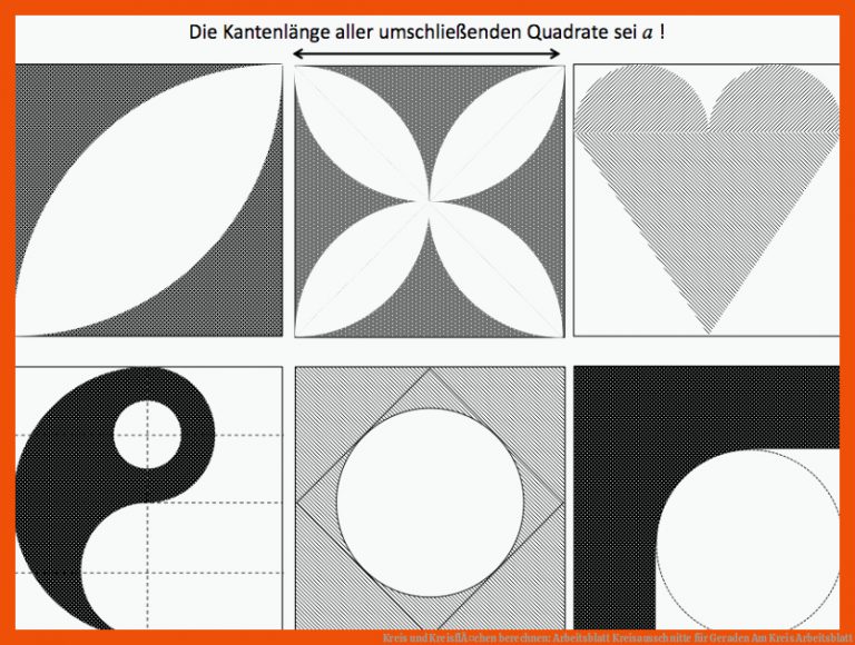 Kreis und KreisflÃ¤chen berechnen: Arbeitsblatt Kreisausschnitte für geraden am kreis arbeitsblatt