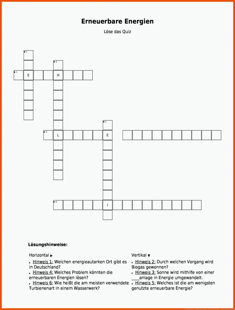 KreuzwortrÃ¤tsel "erneuerbare Energien" Als Pdf (arbeitsblatt ... Fuer Arbeitsblätter Energie