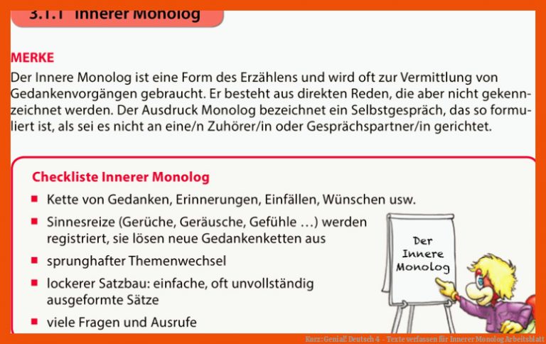 Kurz: Genial! Deutsch 4 - Texte verfassen für innerer monolog arbeitsblatt