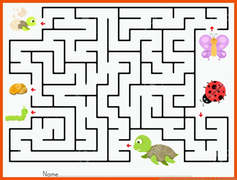 Labyrinth Spiel: Match Tier, Schmetterling MarienkÃ¤fer Und ... für labyrinth arbeitsblatt