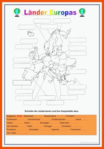 Europa Quiz Arbeitsblatt