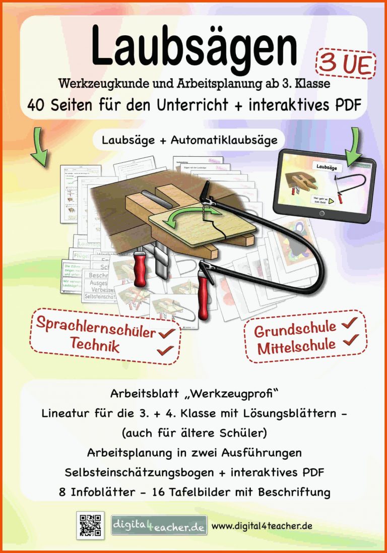 LaubsÃ¤gen Werkzeugkunde interaktives PDF ArbeitsblÃ¤tter Werken und ... für arbeitsblätter werken holz pdf