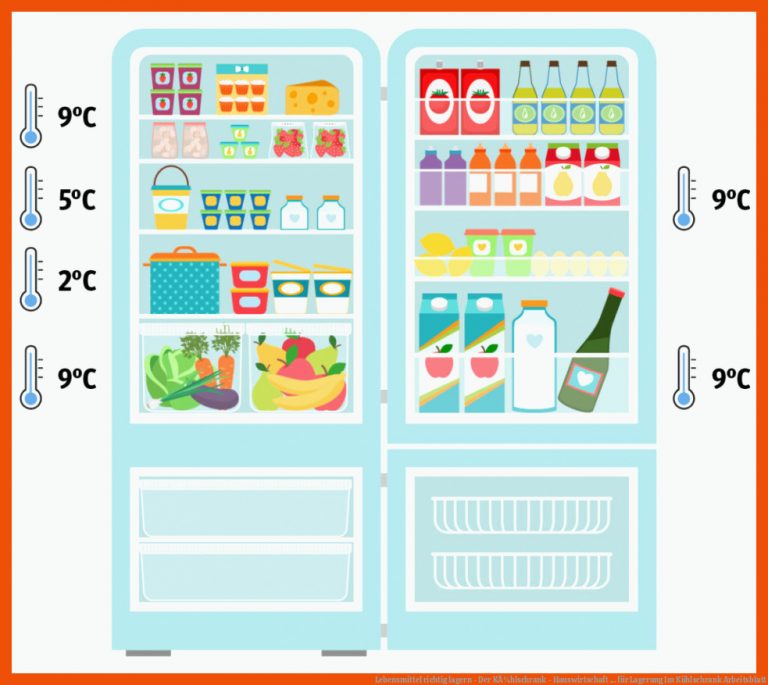 Lebensmittel richtig lagern - Der KÃ¼hlschrank - Hauswirtschaft ... für lagerung im kühlschrank arbeitsblatt
