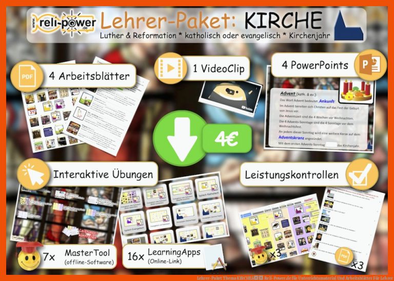 Lehrer-Paket Thema KIRCHEâ Reli-Power.de für unterrichtsmaterial und arbeitsblätter für lehrer