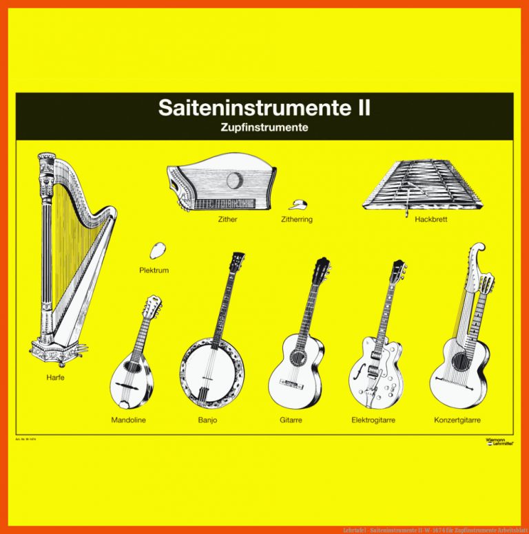 Lehrtafel - Saiteninstrumente Ii-w-1474 Fuer Zupfinstrumente Arbeitsblatt