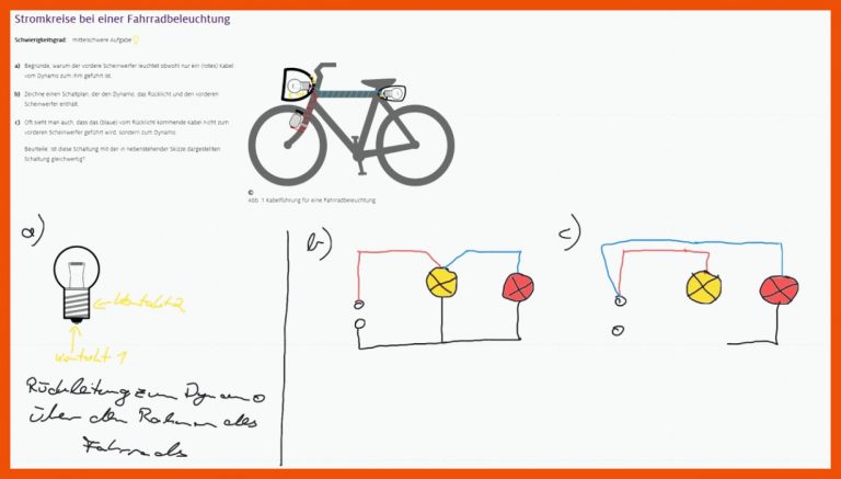 LEIFIphysik AufgabenlÃ¶sung | Stromkreise bei einer Fahrradbeleuchtung für stromkreis fahrrad arbeitsblatt