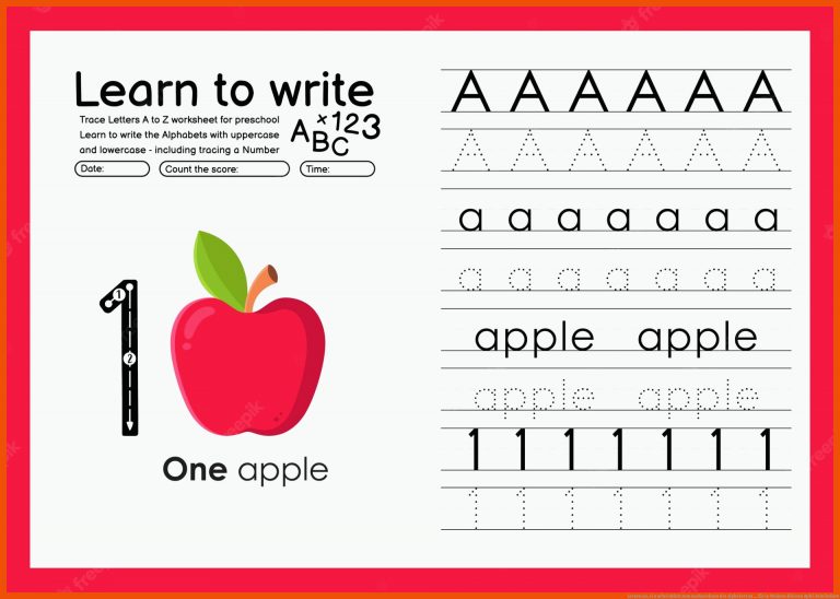 Lernen Sie, Ein Arbeitsblatt Zum Nachzeichnen Des Alphabets Zu ... Fuer In Meinem Kleinen Apfel Arbeitsblatt