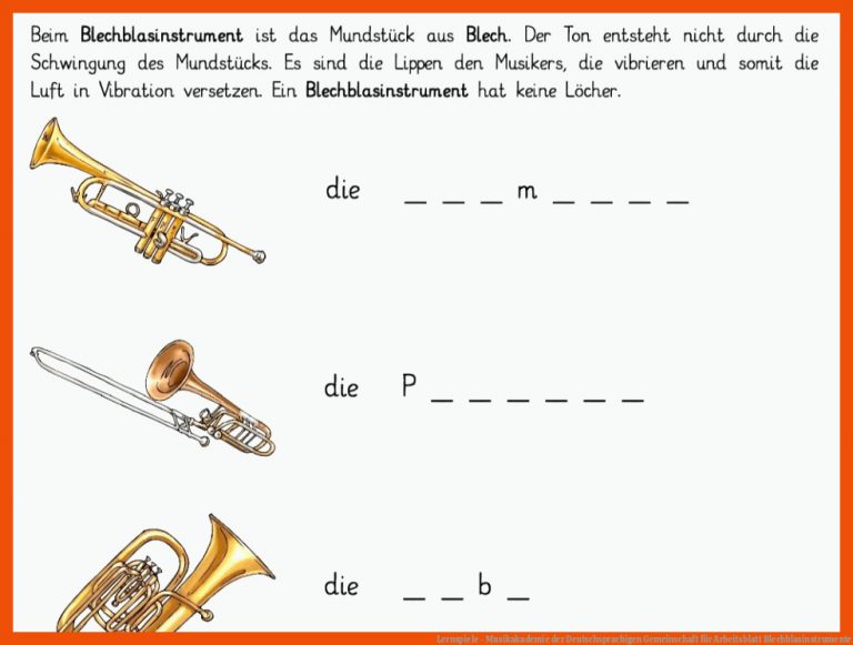 Lernspiele - Musikakademie der Deutschsprachigen Gemeinschaft für arbeitsblatt blechblasinstrumente