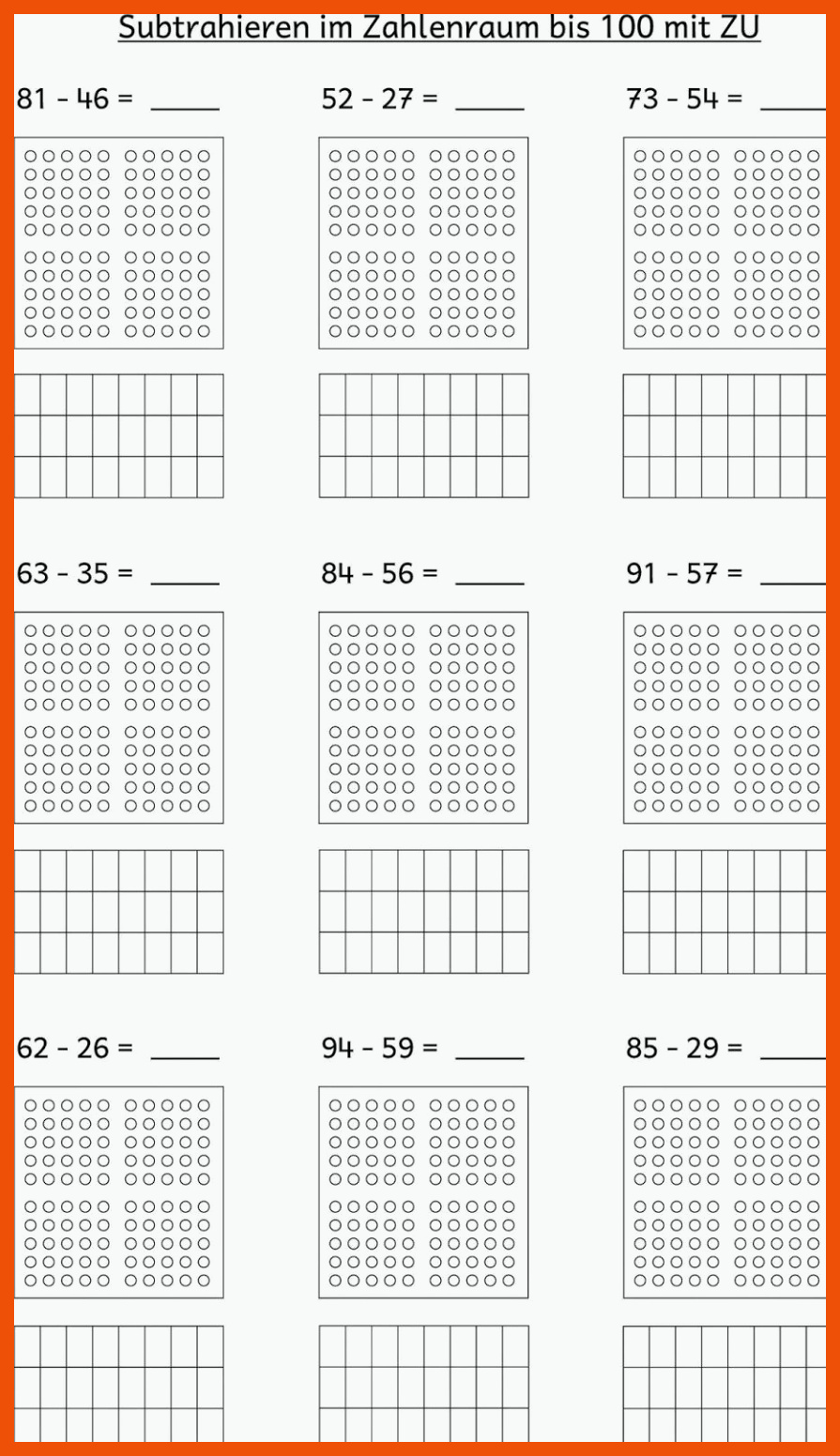 Subtraktion Bis 100 Arbeitsblätter - Mathe Arbeitsblätter
