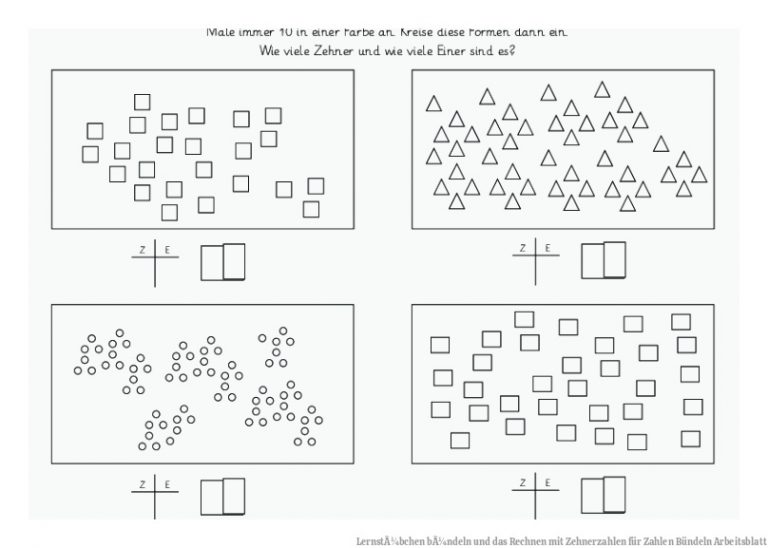 LernstÃ¼bchen | bÃ¼ndeln und das Rechnen mit Zehnerzahlen für Zahlen Bündeln Arbeitsblatt