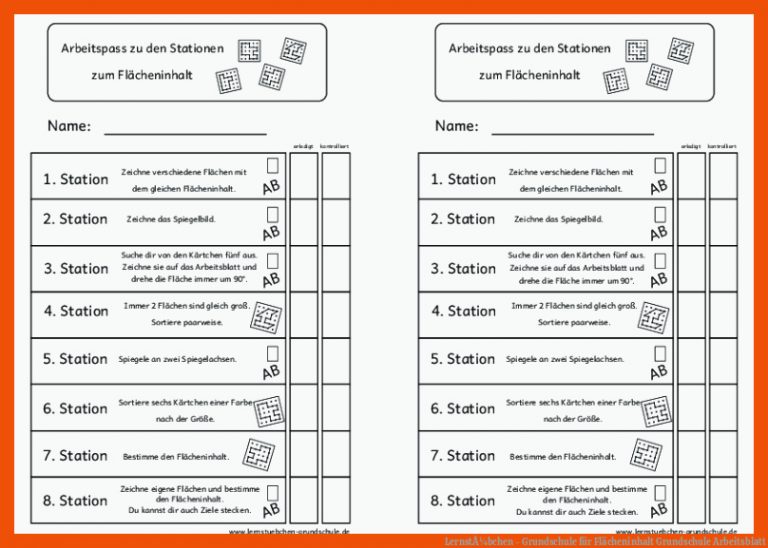 LernstÃ¼bchen - Grundschule für flächeninhalt grundschule arbeitsblatt