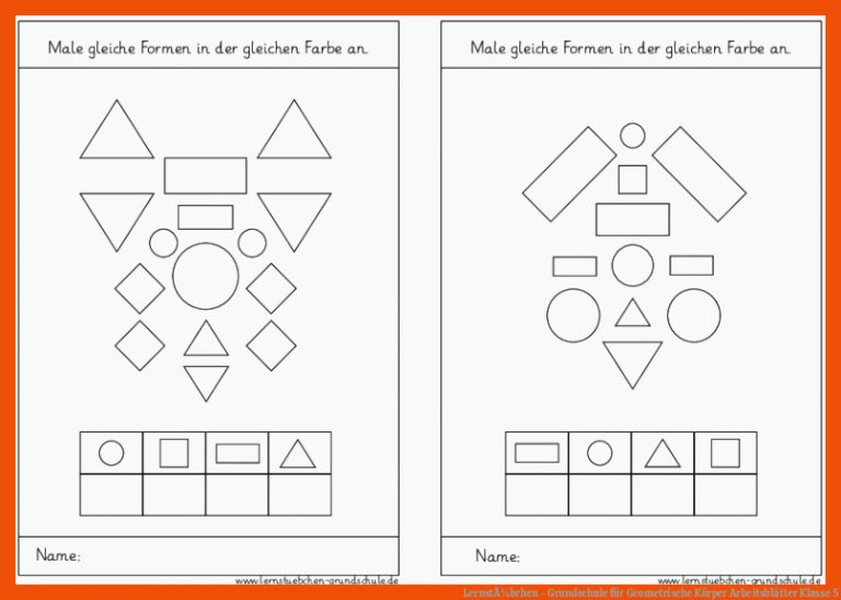 LernstÃ¼bchen - Grundschule für geometrische körper arbeitsblätter klasse 5