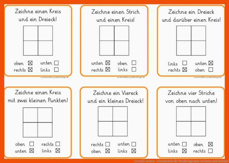 LernstÃ¼bchen - Grundschule für parallelogramm zeichnen arbeitsblatt