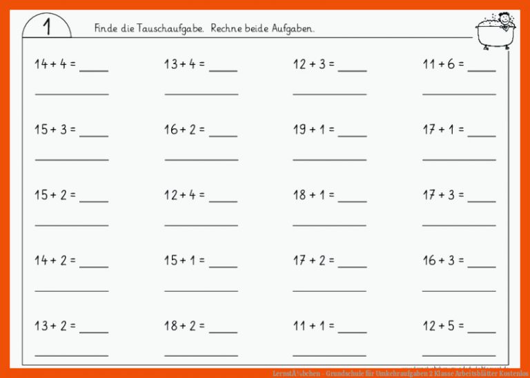 LernstÃ¼bchen - Grundschule Fuer Umkehraufgaben 2 Klasse Arbeitsblätter Kostenlos