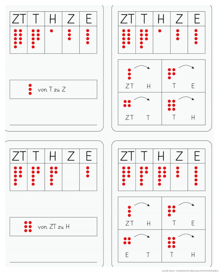 LernstÃ¼bchen - Grundschule Fuer Zahlenraum 100 000 Arbeitsblätter
