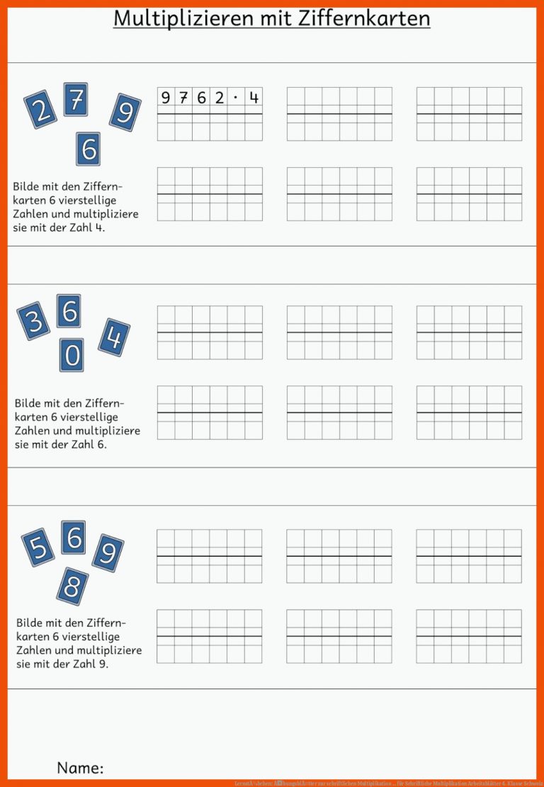 LernstÃ¼bchen: ÃbungsblÃ¤tter zur schriftlichen Multiplikation ... für schriftliche multiplikation arbeitsblätter 4. klasse schweiz
