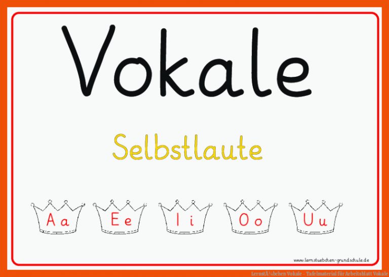 LernstÃ¼bchen | Vokale - Tafelmaterial für arbeitsblatt vokale