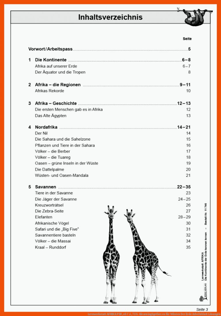 Lernwerkstatt AFRIKA PDF, ab 7 J., 72 S. | 4learning2gether.eu für wüsten der erde arbeitsblatt lösungen