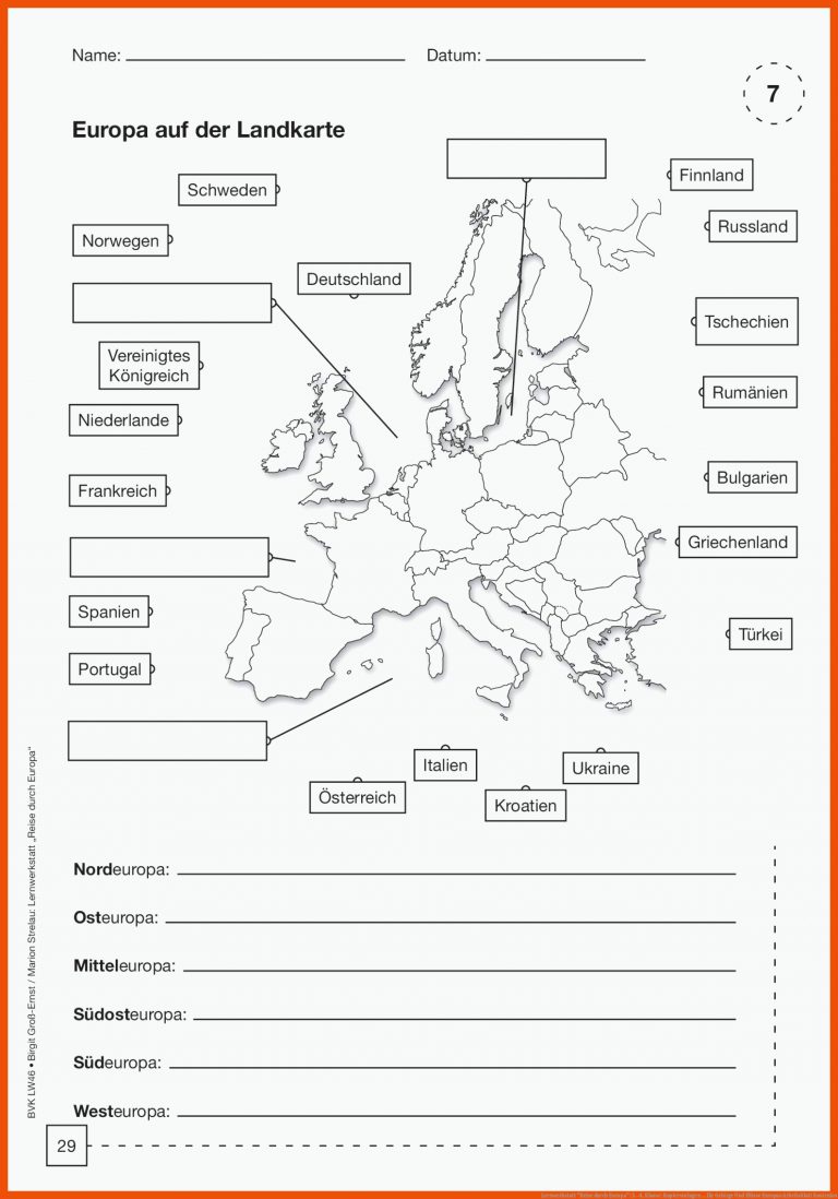 Lernwerkstatt "reise Durch Europa": 3.-4. Klasse: Kopiervorlagen ... Fuer Gebirge Und Flüsse Europas Arbeitsblatt Kostenlos