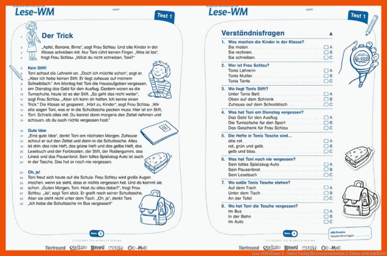 Lese-WM Klasse 2 - Sailer Verlag für leseverständnis 2. klasse arbeitsblätter